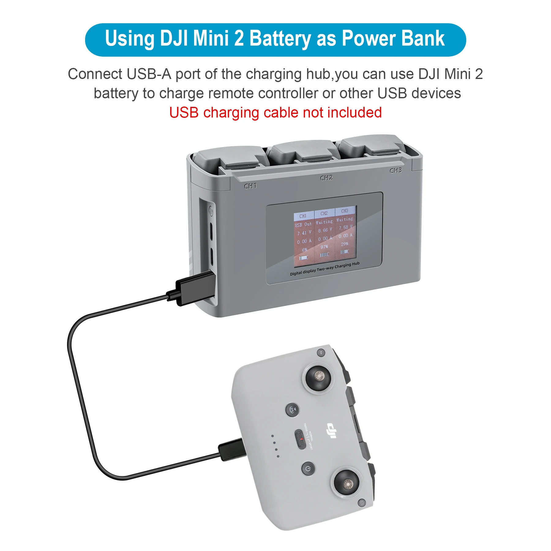 Drone Battery Charger Digital display Charger for DJI Mini 2/Mini SE Two-Way Charging Hub