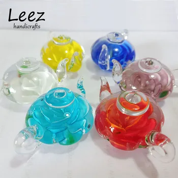 

Leez Handicrafts Colored Glaze Wholesale Mini Teapot Handmade Murano Glass for Decoration Art Manual Manufacture Wholesale