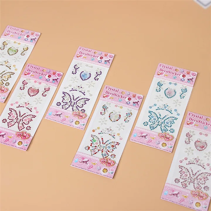 3  Acrylic Butterfly Crown Love Stickers For Women Mobile Phone Shell Decoration Rhinestones Stickers Diy Handmade Crafts Stickers