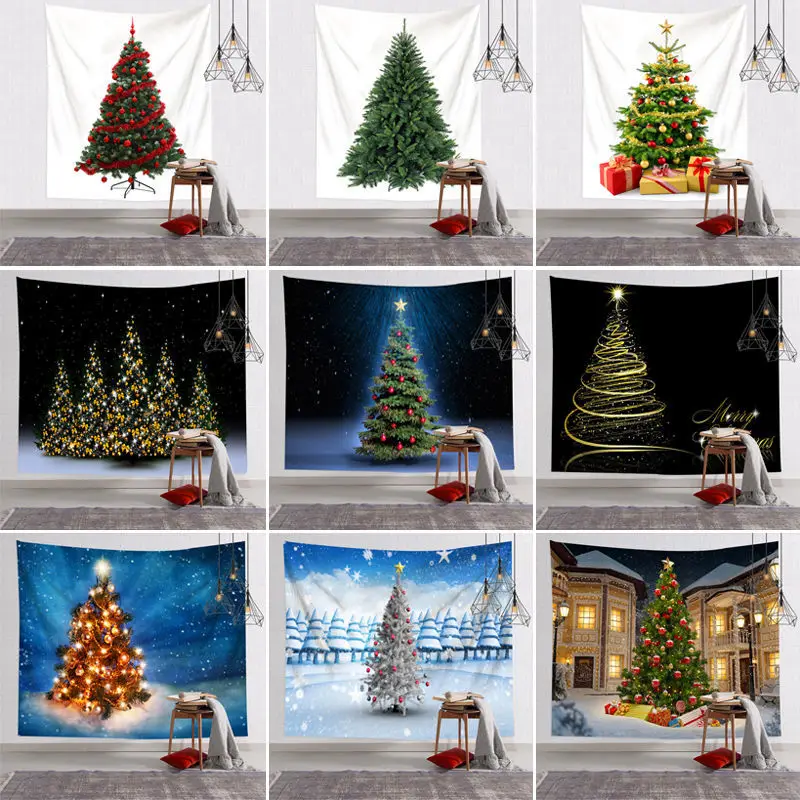 New Year Christmas Tree Essentials Tapestry Ornament Wall Hanging Cladding Posters Boho Curtain Mural Hippie Fabric Home Decor | Дом и сад