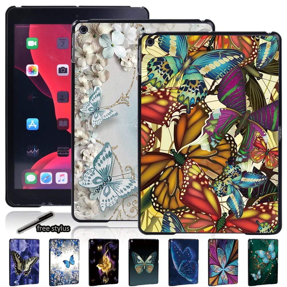 

Butterfly Pattern Back Case Fit Apple IPad Mini 1/2/3/4/5/iPad 2/3/4/iPad(2017/ 2018/2019)/iPad 2020 8th Gen Hard Tablet Case