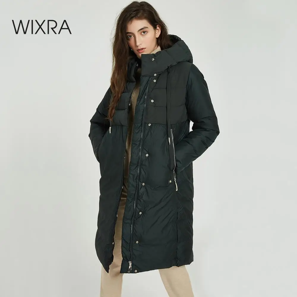 Wixra, Женское пальто с капюшоном, парка, повседневная, негабаритная, одноцветная, на молнии, куртка средней длины, для девушек, толстая куртка для женщин, зима