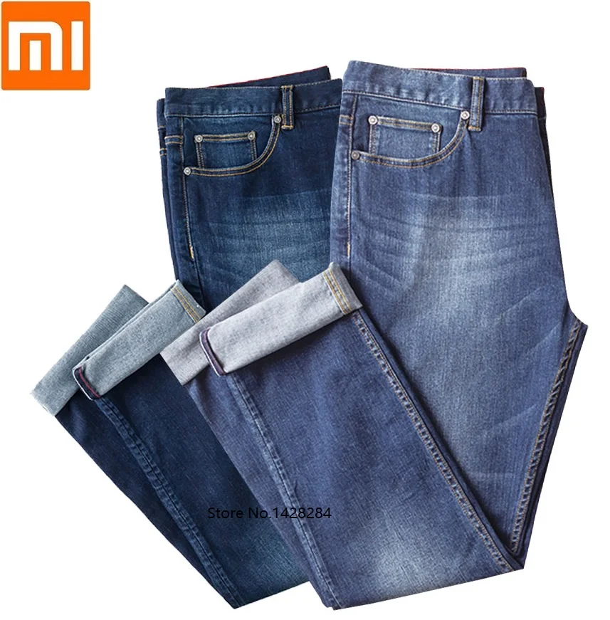 Оригинальные мужские Стрейчевые прямые джинсы Xiaomi DMN, эластичные, удобные, дышащие, деловые, повседневные, для путешествий, одноцветные, умные джинсы
