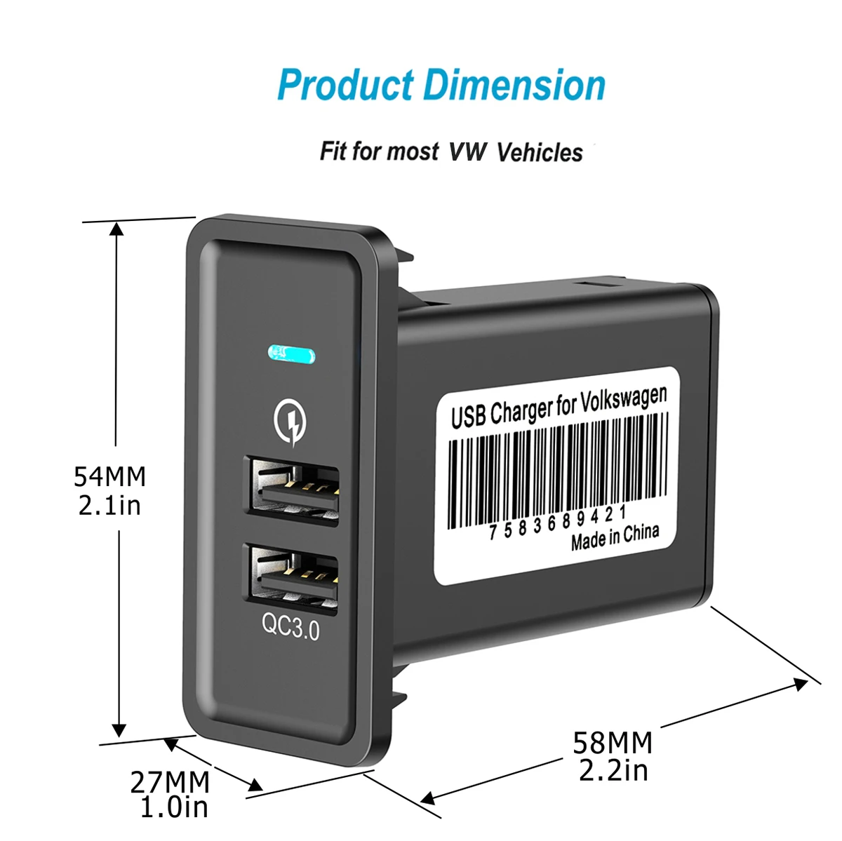 Зарядное устройство CHELINK с двумя USB портами и поддержкой быстрой зарядки 12 24