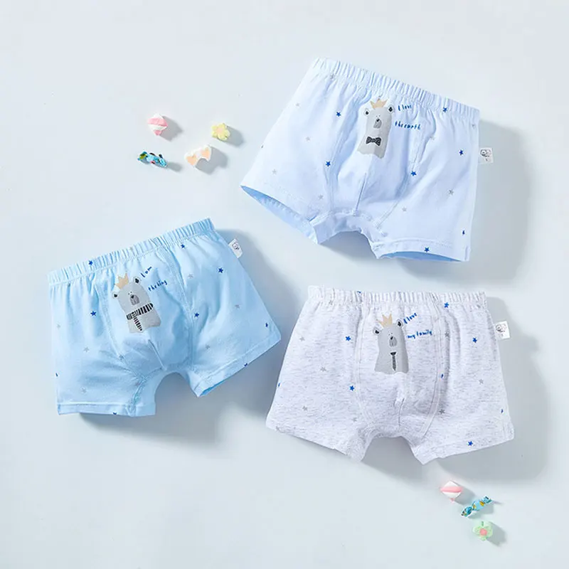 star bear Хлопковые трусики с мультяшным рисунком для мальчиков, детские трусы, нижнее белье для подростков, детское белье, трусы для малышей - Цвет: star bear