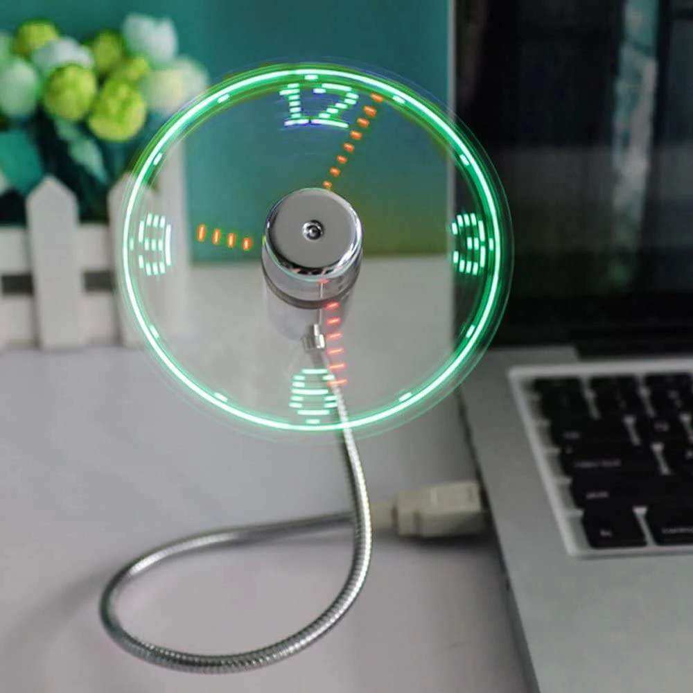 UELOOLE USB Clock Fan Mini LED Foldable Gooseneck For Quiet for PC Laptop Notebook Desktops Home and Office | Бытовая техника