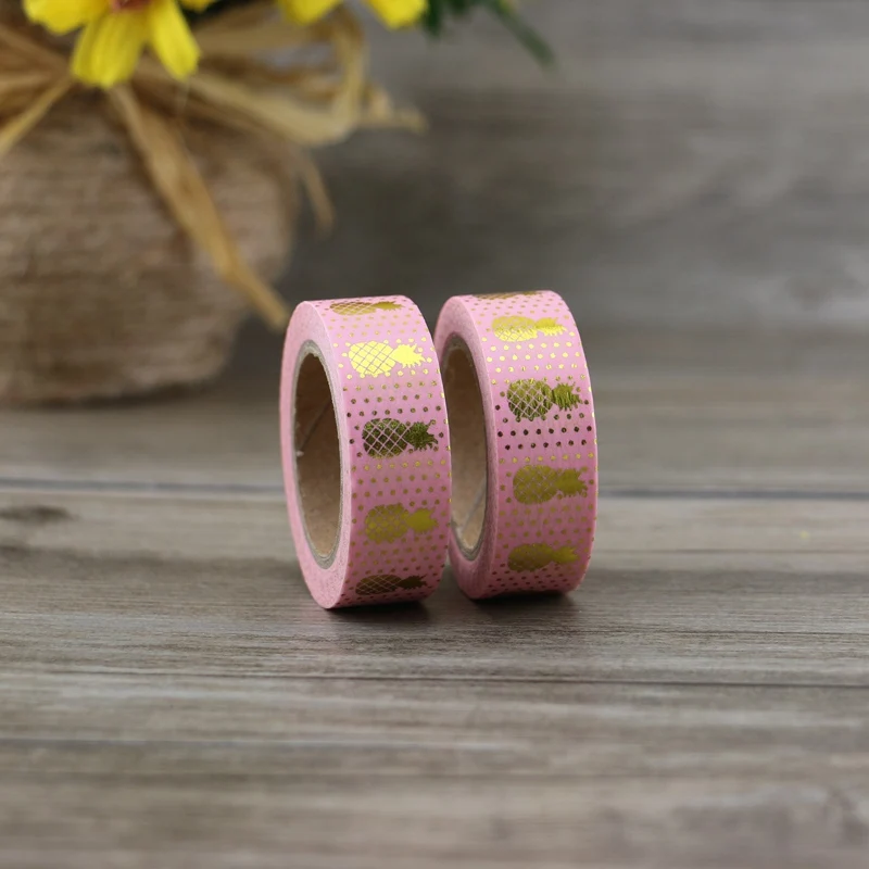 10 м декоративная Золотая фольга васи лента розовый ананас DIY Скрапбукинг наклейка этикетка японская клейкая лента для школы и офиса