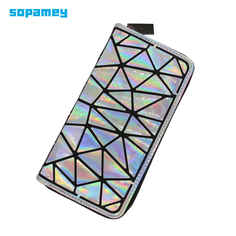 

2019 Laser Money Clip Female Long Wallet Slim Thin Women Purses Luminous Long Clutch Wallets Money Bag Noctilucent Phone Bags
