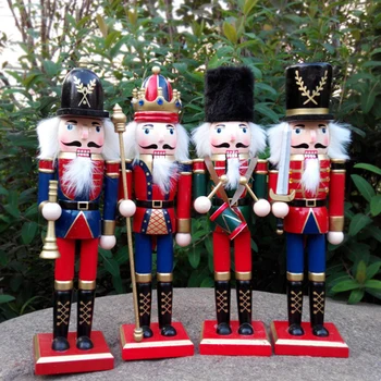 

30CM Nutcracker King / Soldier Wooden Figurine Christmas Decoration Ornament Handcraft Walnut Puppet Toy Gift New Dropshing