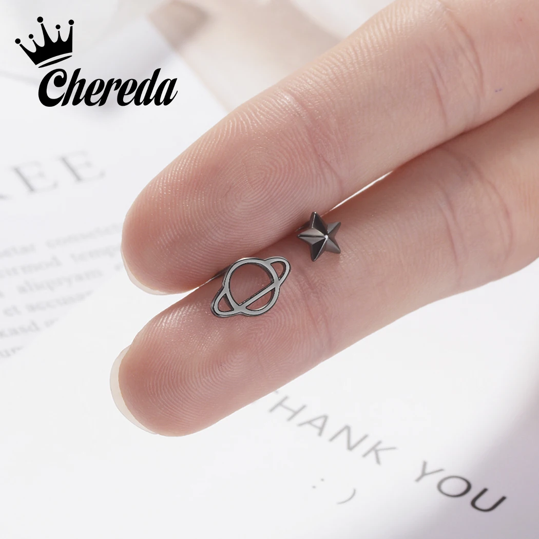 Черные серьги-гвоздики Chereda в форме звезды для женщин и девушек модные