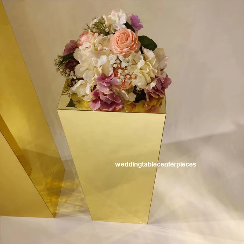 Золотой прямоугольник квадратной формы Свадебные украшения цветок дисплей стенд для дорожки TB0013
