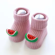 От 0 до 3 лет Детские носки для новорожденных девочек; нескользящие носки для маленьких девочек и мальчиков; сезон осень-зима; носки для малышей