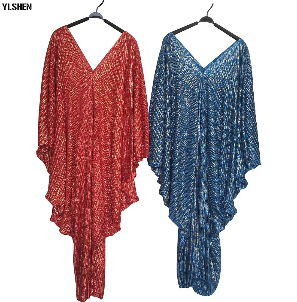 Latest African Dresses for Women Dashiki Pleated African Clothes HQ Bazin Bat Sleeve Robe Africain Grown Ankara Africa Dress New 03