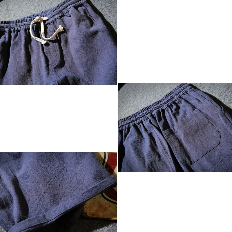 HOT Mens Summer Shorts Cotton Linen Solid Drawstrings Waist Short Pants Casual 19ING
