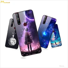 Back Cover For Vivo V15 pro 1818 Tempered Glass Phone Case For Vivo V15 1819 V15pro Coque Soft TPU Bumper Star Pattern Skin Capa