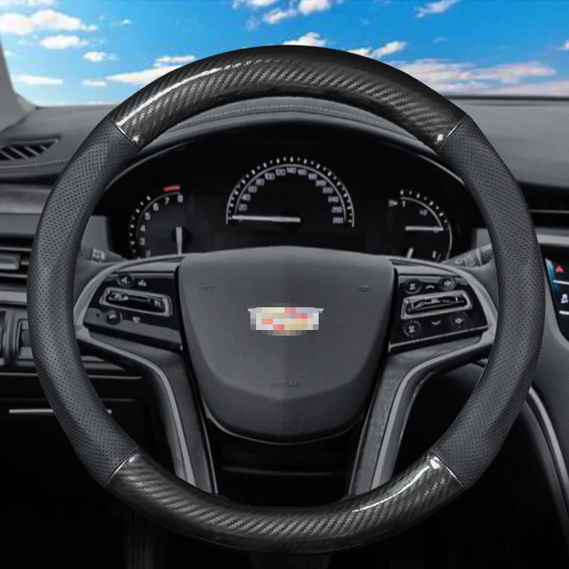 Чехол для автомобильного рулевого колеса Cadillac 37, 38 см, 15 дюймов, универсальный чехол на руль, аксессуары для украшения интерьера автомобиля