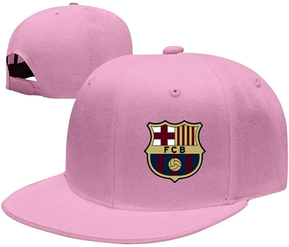 Barcelona FC Club Logo Adjustable Flat Baseball Cap Youth Snapback Hip-hop Hats Pink