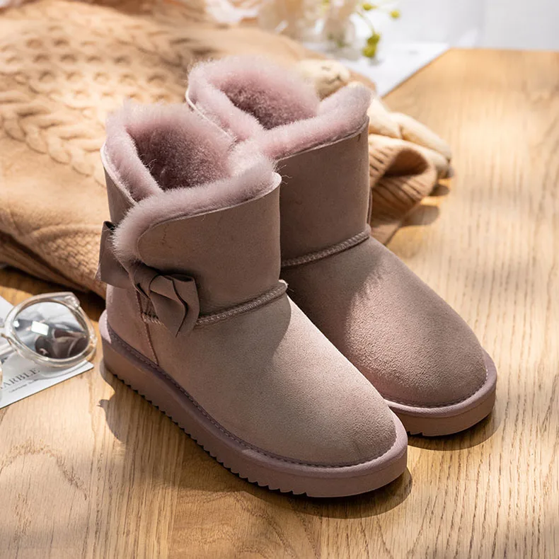 Классические зимние ботинки из натуральной овечьей кожи в австралийском стиле; шерсть; женские ботинки; теплая зимняя обувь для женщин; большие размеры 34-44