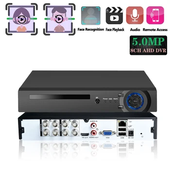 

AI Face Detection Face recognition fetching AHD Network DVR Video Recorder 8CH H.265 Real 5MP DVR NVR IP Camera Security kit