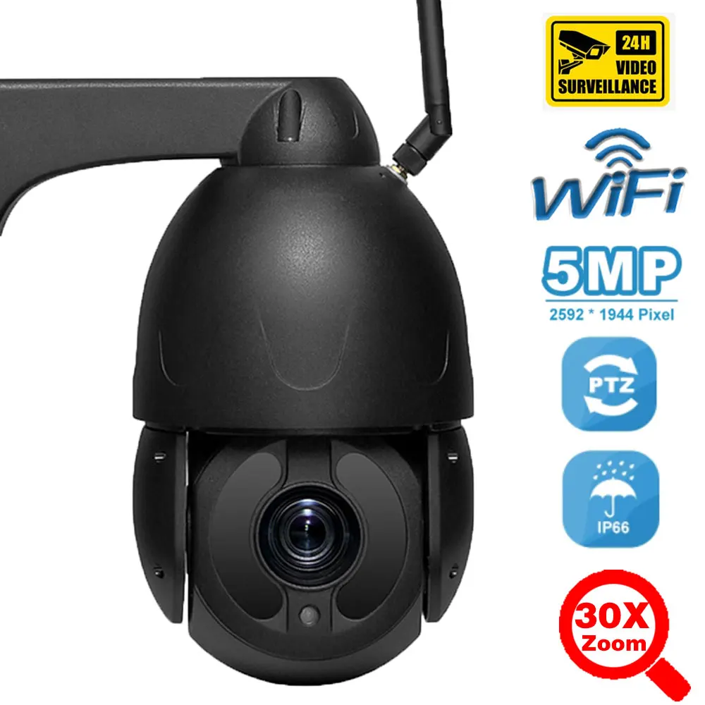 5mp Wireless 30x Zoom Wifi Ptz Ip Ai Security Camera Outdoor Home