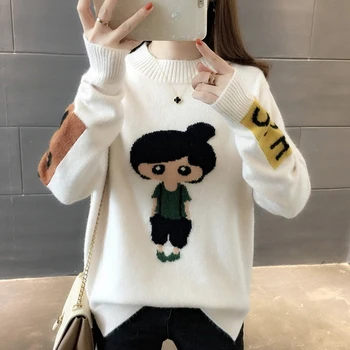

Women Cartoon Printing Autumn Sweater 2019 New Arrival Female Pullover Top Ladies Cute Sweaters