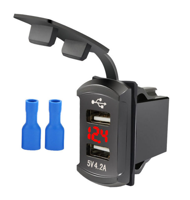 Charger 5V 4.2A Display Voltage Waterproof Ship Shape Dual USB Ports  Auto Adapter Phone Charger For Iphone Xiaomi Samsung