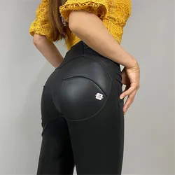 Shascullfites leggings de couro do falso calças magras compressão correndo forro magro completo bodysuit shapewear legging