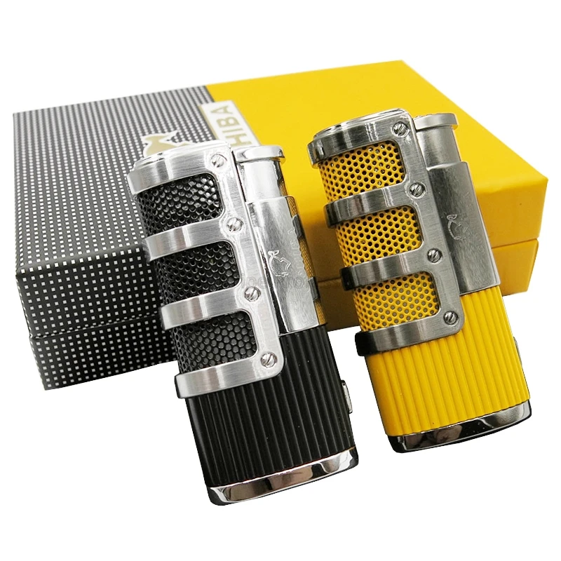 COHIBA высококлассная металлическая сигарная зажигалка 3 фонарь струя пламени бутан газ огонь пламя встроенный перфоратор прикуриватель инструмент для курения