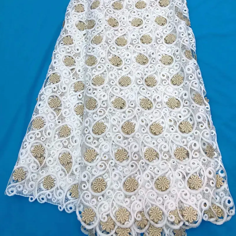 Latest Very beautiful big flowers African Cord lace smooth cotton Nigerian Swiss Voile Lace For Wedding Top quality DG916 - Цвет: OffWhite Champagne