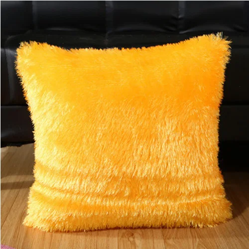 Yellow Плюшевая однотонная подушка, меховая подушка, чехол для дома, декоративная подушка, чехол для кровати, подушка, чехол s, украшение для автомобиля, диван, Новинка - Цвет: Yellow