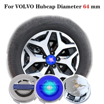 

For VOL*VO XC90 XC60 S90 V40 V60L 64MM Led Floating Wheel Caps Car Wheel Center Emblem Waterproof Blue Light Hub Lamp WITH Logo