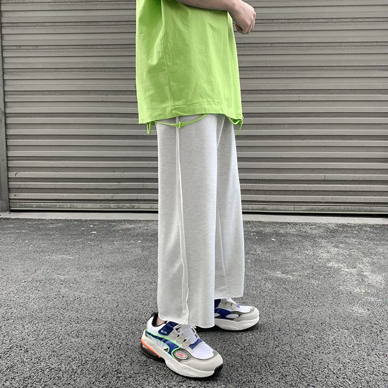 

Summer Sweatpants Men's Fashion Solid Color Cotton Casual Pants Men Streetwear Wild Loose Straight Pants Mens Track Pants M-2XL