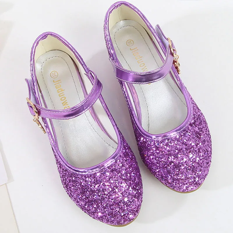 New Kids Dance Shoes Girls High-Heeled Shoes Spring Autumn Children Princess Sequins Big Girls Party Wedding Shoes CSH1204 slippers for boy