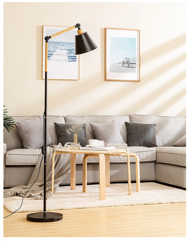 metal floor light nordic style floor lamp simple E27 black or white reading light hotel room lighting