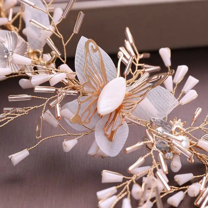 High Quality Flower Crystal Simulated Pearls Hairpin Clips Headband Pendant Earrings Jewelry Sets for Bride Noiva Wedding Party