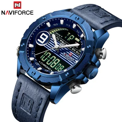 

Naviforce Xiang 9146 Genuine Leather Students Electronic Watch Men's Dual Display Multi-functional Waterproof Sports Quartz Watc