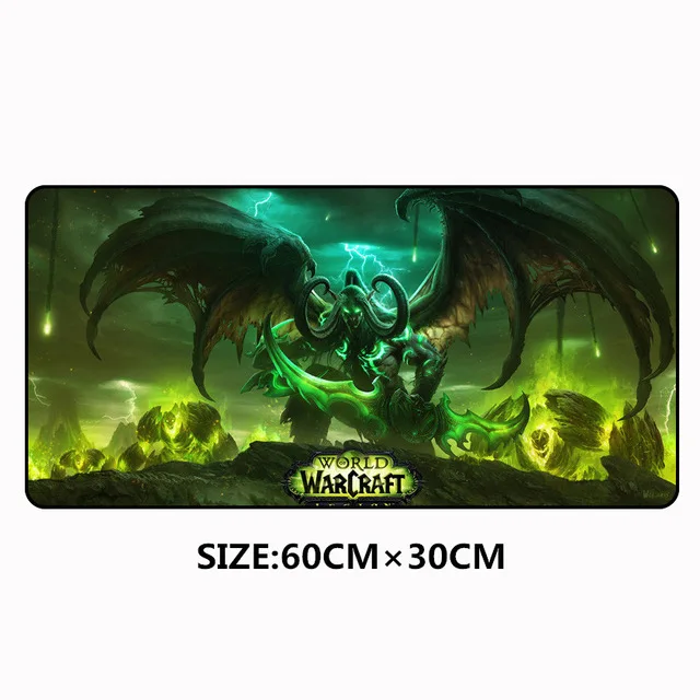 60x30 см World of Warcraft резиновый игровой коврик для мыши Otaku Прочный Модный коврик для мыши мягкий коврик для ноутбука - Цвет: Черный