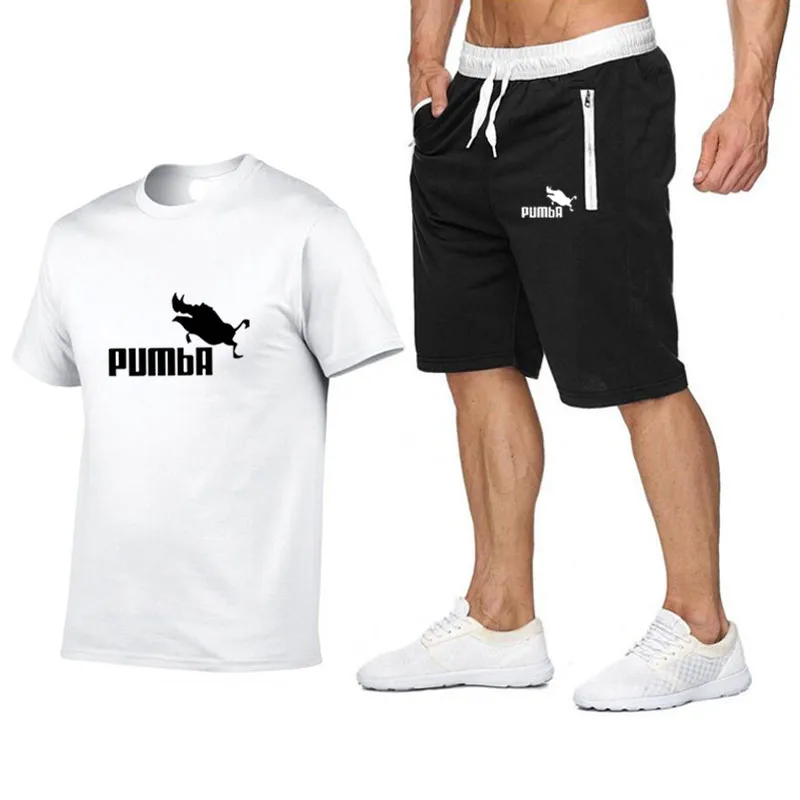 2019 Pumba suit high quality men's brand T-shirt + shorts set 2 stylish casual fun pig Pumba cotton shorts for men