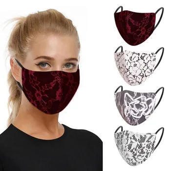 

Adult Women's Mask 3d Design Dustproof And Sunscreen Washable And Reusable Cotton Lace Pattern Comfortable And Breathable Mask