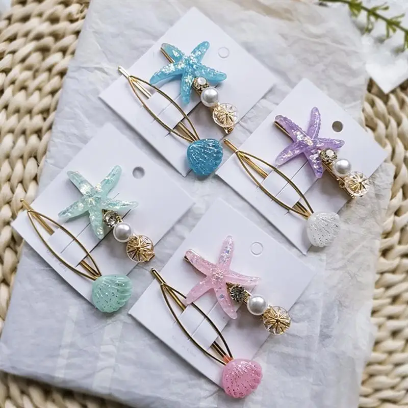 Star Shell Hairpins Sets Fashionable Decor Hairpins Headdress for Woman Lady Girl(Number 3 Pattern