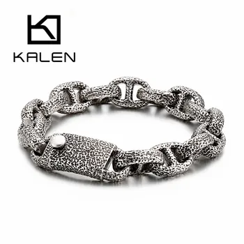 

KALEN Punk 24cm Link Chain Bracelet Stainless Steel Box Chain Bangle Men Jewelry Accessories 2020