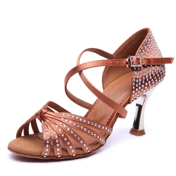 

Red dance shoes, Latin dance shoes, female adult dance shoes, perform exercises, Chacharumba Samba, social dance shoes