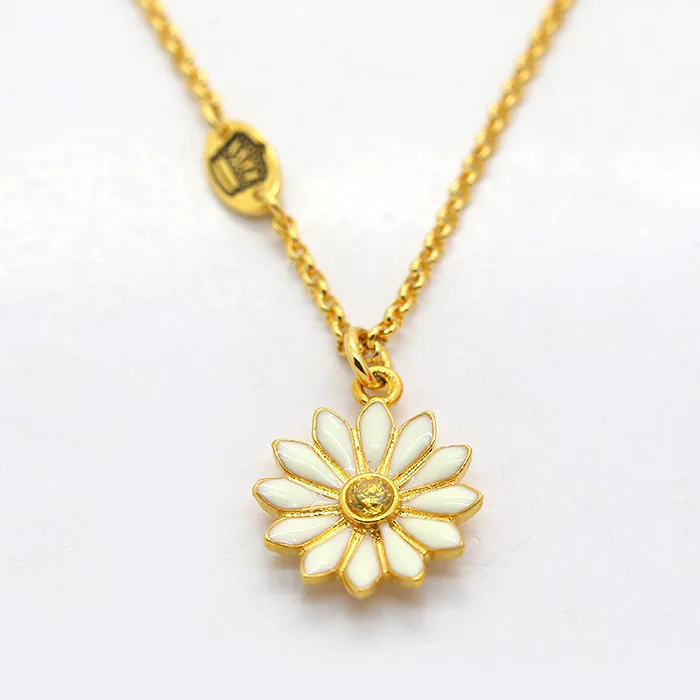 

Boshuolin Juicy Daisy Necklace Diamond Set Colored Glaze White Small Yellow Gem Choker Women's Accessories
