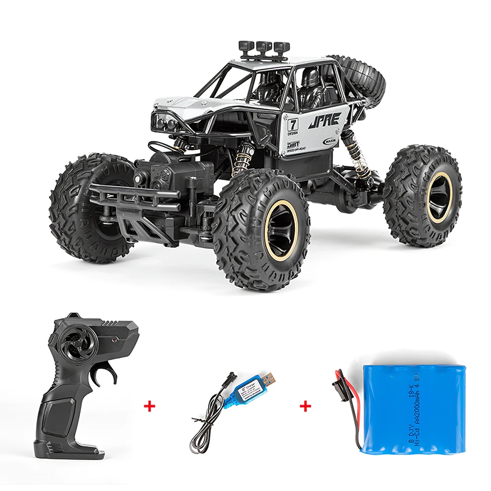 2,4 GHz 4WD 1/16 внедорожная Багги машина из сплава RC 15 км/ч высокоскоростной альпинистский автомобиль RTR автомобиль с дистанционным управлением - Цвет: Серебристый