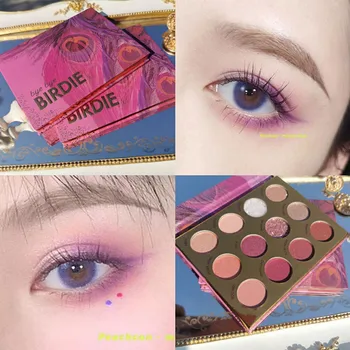 

Beauty Birdie 12 Color Eyeshadow Pallete Shimmer Matte Eye shadow palette Purple Peacock Feather Eye Makeup Cosmetics
