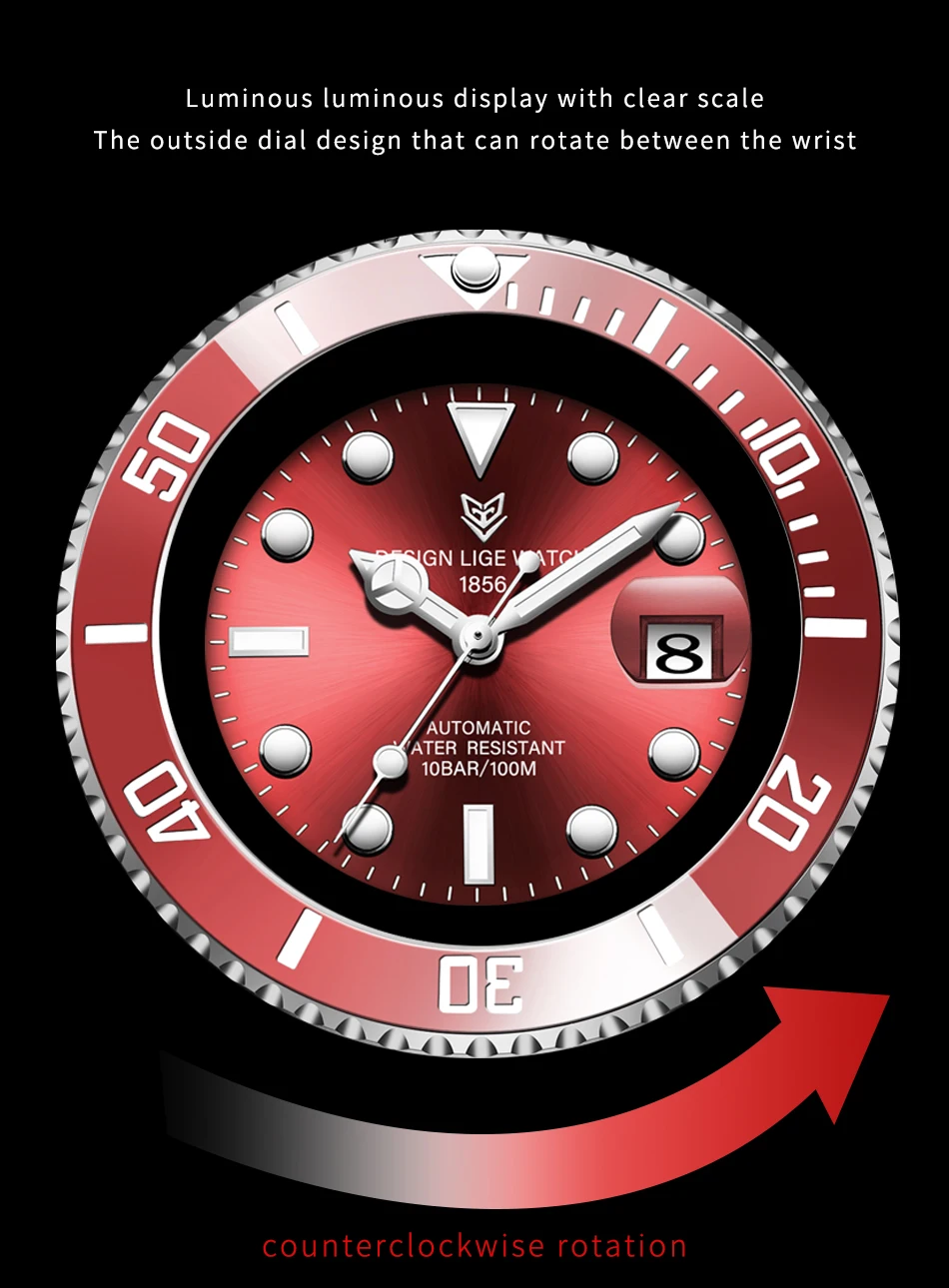 2022 ליגע עסקי שעון גברים אוטומטי מכאני Tourbillon שעון אופנה 316L פלדה 100 עמיד למים שעונים ספורט שעוני יד
