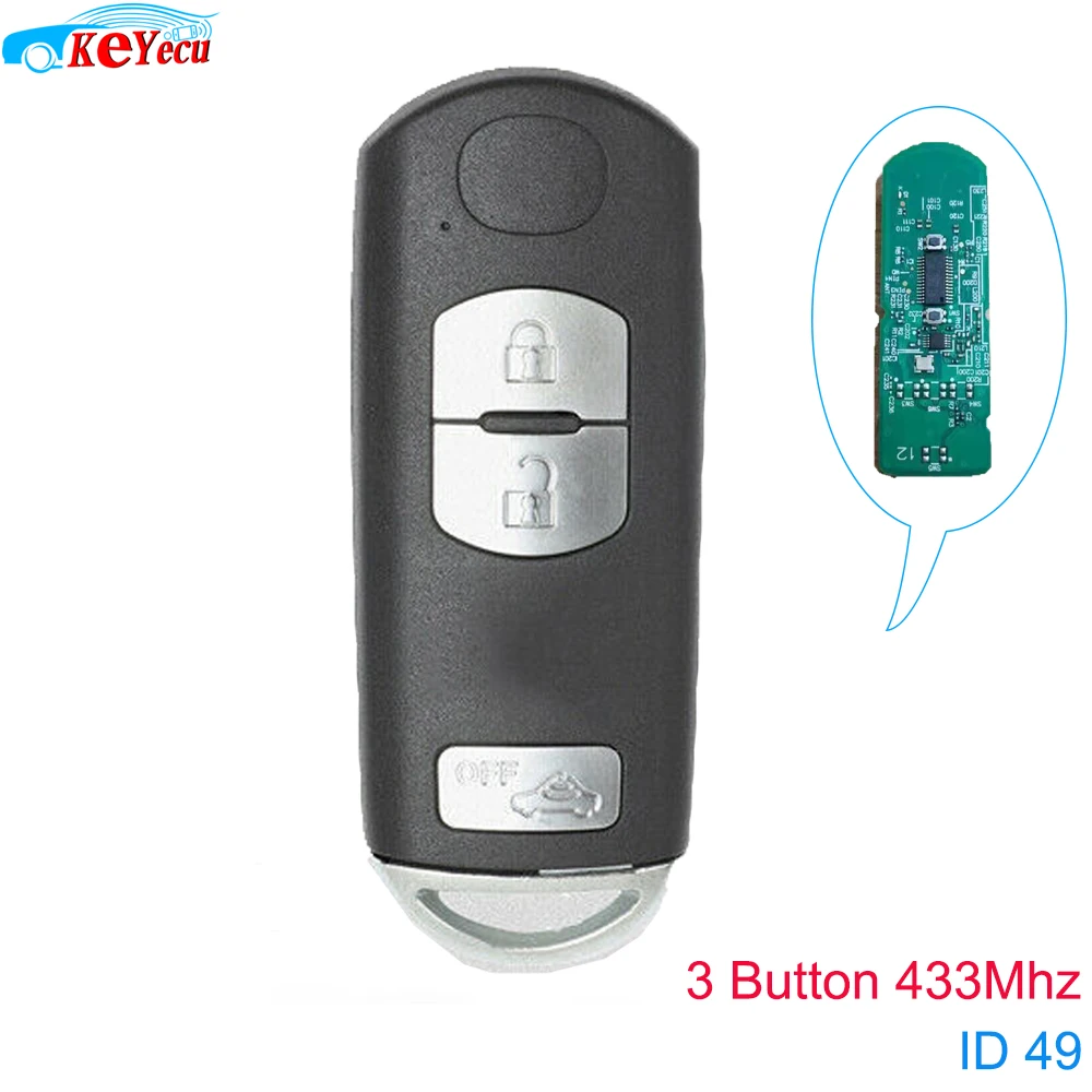 KEYECU 2 PCS Smart Remote Key Fob 433Mhz ID49 Chip for Mazda 6 CX-3 CX-5 Model NO. : SKE13E-01 P/N: KDY7-67-5DY KEYECU 2 PCS Smart Remote Key Fob 433Mhz ID49 Chip for Mazda 6 CX-3 CX-5 Model NO. : SKE13E-01 P/N: KDY7-67-5DY