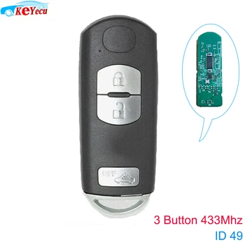

KEYECU Smart Remote Key Fob 433Mhz ID49 Chip for Mazda 6 CX-3 CX-5 (Mitsubishi System) Model NO. : SKE13E-01 P/N: KDY7-67-5DY