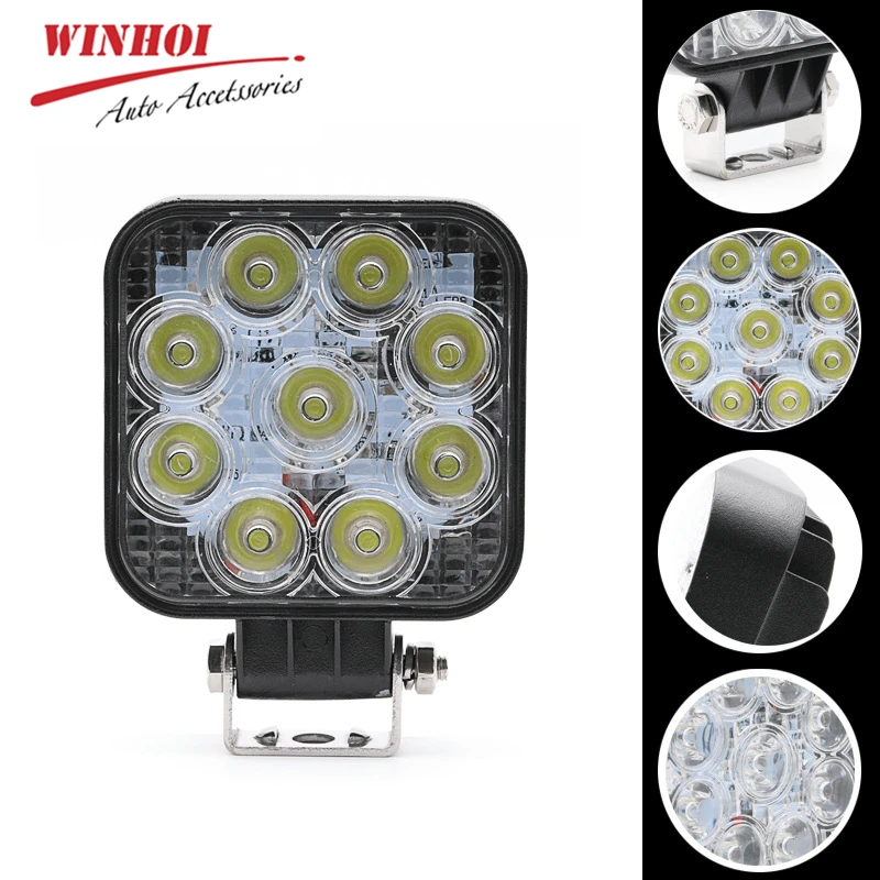 

Car Work Light 27W 12V 24V Universal LED Work Lights for Tractor Truck SUV ATV Waterproof Spot Flood Light Driving Lamp 6500k