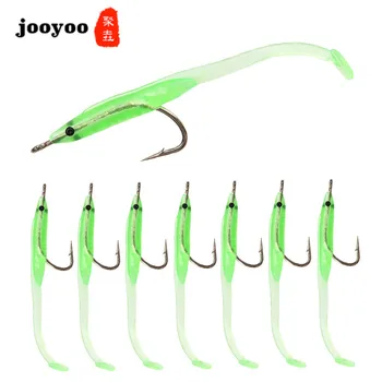 

New Kind of Hooked Eel Bait Simulation Software Luya Bait 1g/7cm Soft Bait Outdoor Fishing Hooks Top Quality Green Fake Bait